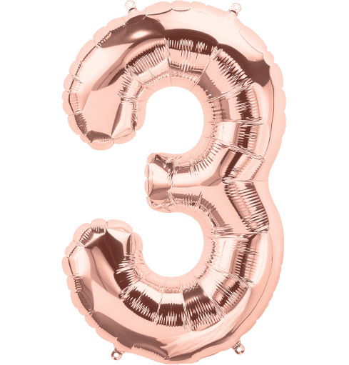 Northstar Mylar & Foil Rose Gold Number 3 (Three) 34" Balloon