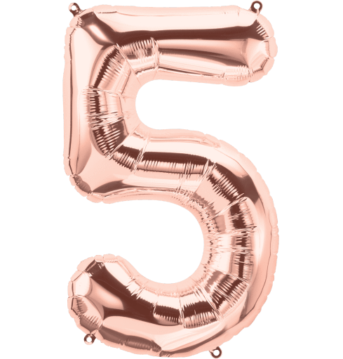 Northstar Mylar & Foil Rose Gold Number 5 (Five) 34" Balloon