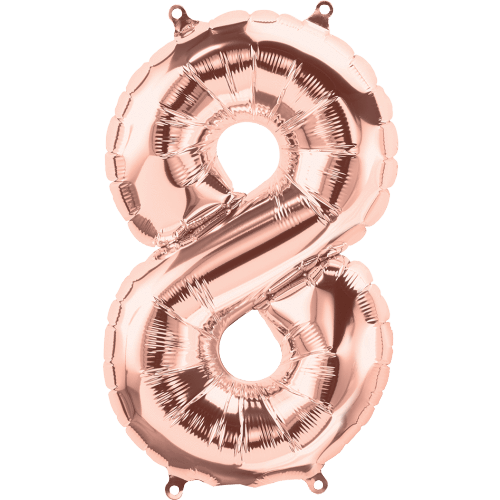 Northstar Mylar & Foil Rose Gold Number 8 (Eight) 16" Balloon