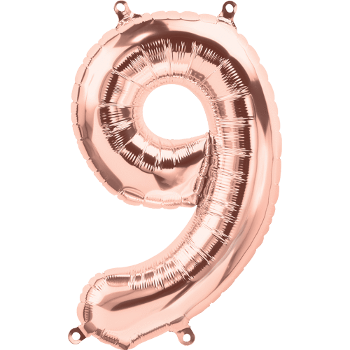 Northstar Mylar & Foil Rose Gold Number 9 (Nine) 16" Balloon