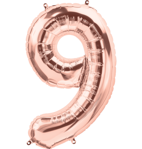 Northstar Mylar & Foil Rose Gold Number 9 (Nine) 34" Balloon