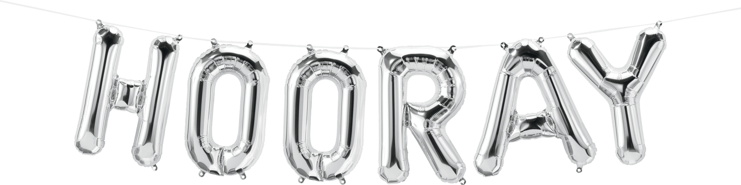 Silver Hooray Kit 16" Balloon