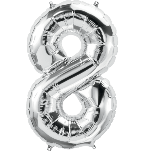 Northstar Mylar & Foil Silver Number 8 (Eight) 34" Balloon