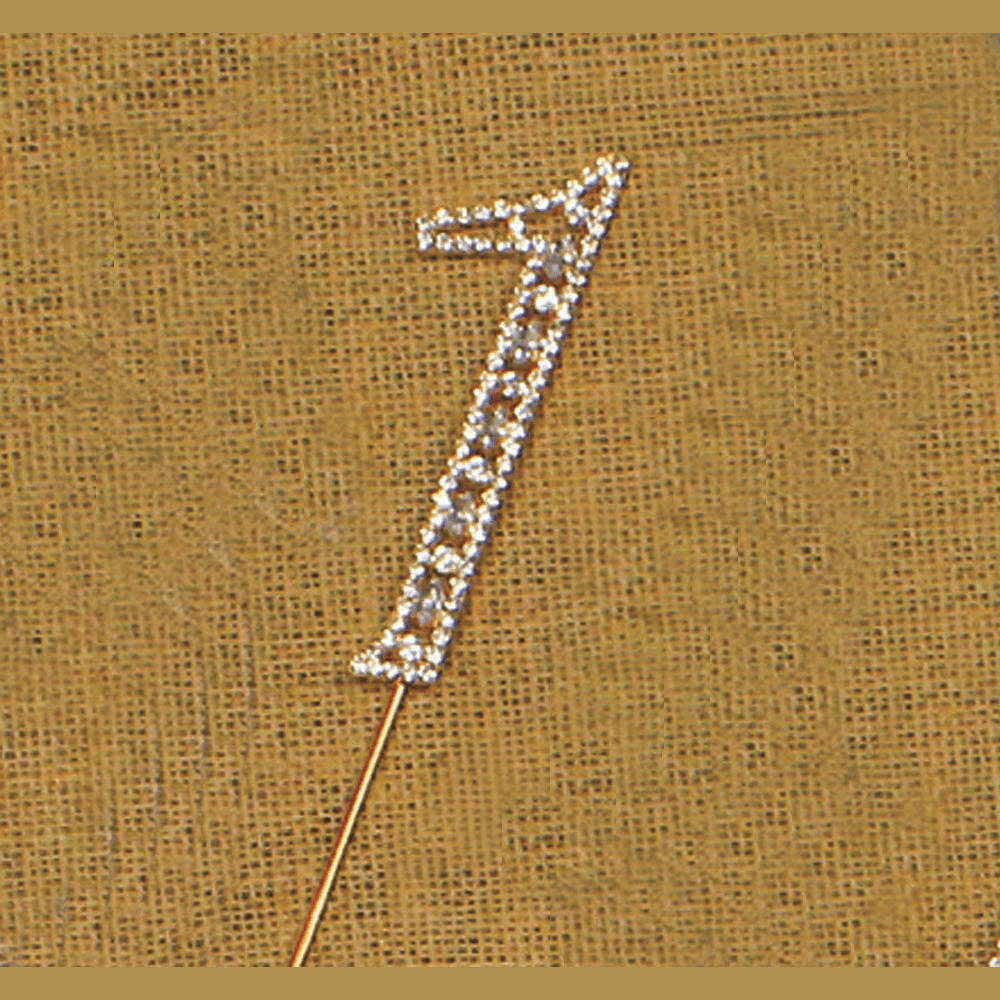 NST #1 Rhinestone Gold Cake Topper 3.75″