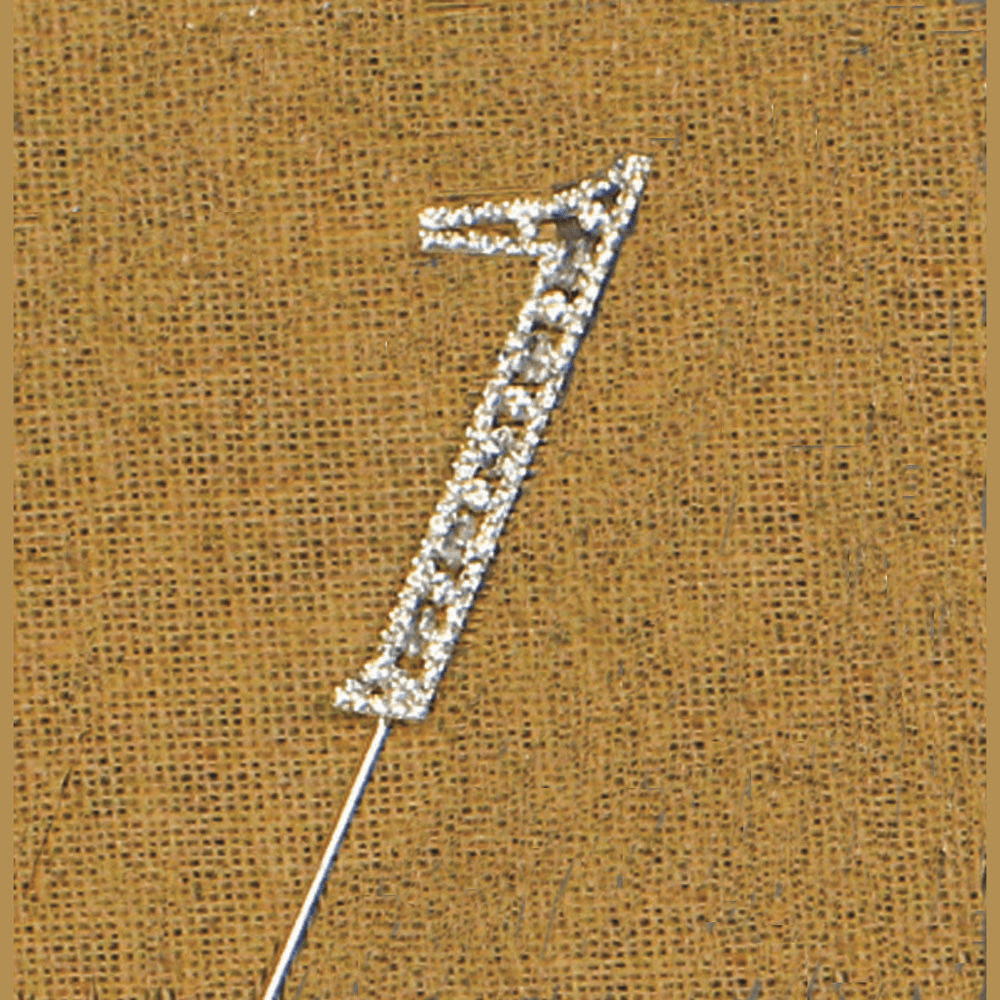 NST #1 Rhinestone Silver Cake Topper 3.75″