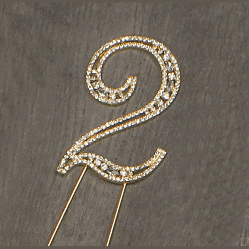 NST #2 Rhinestone Gold Cake Topper 3.75″