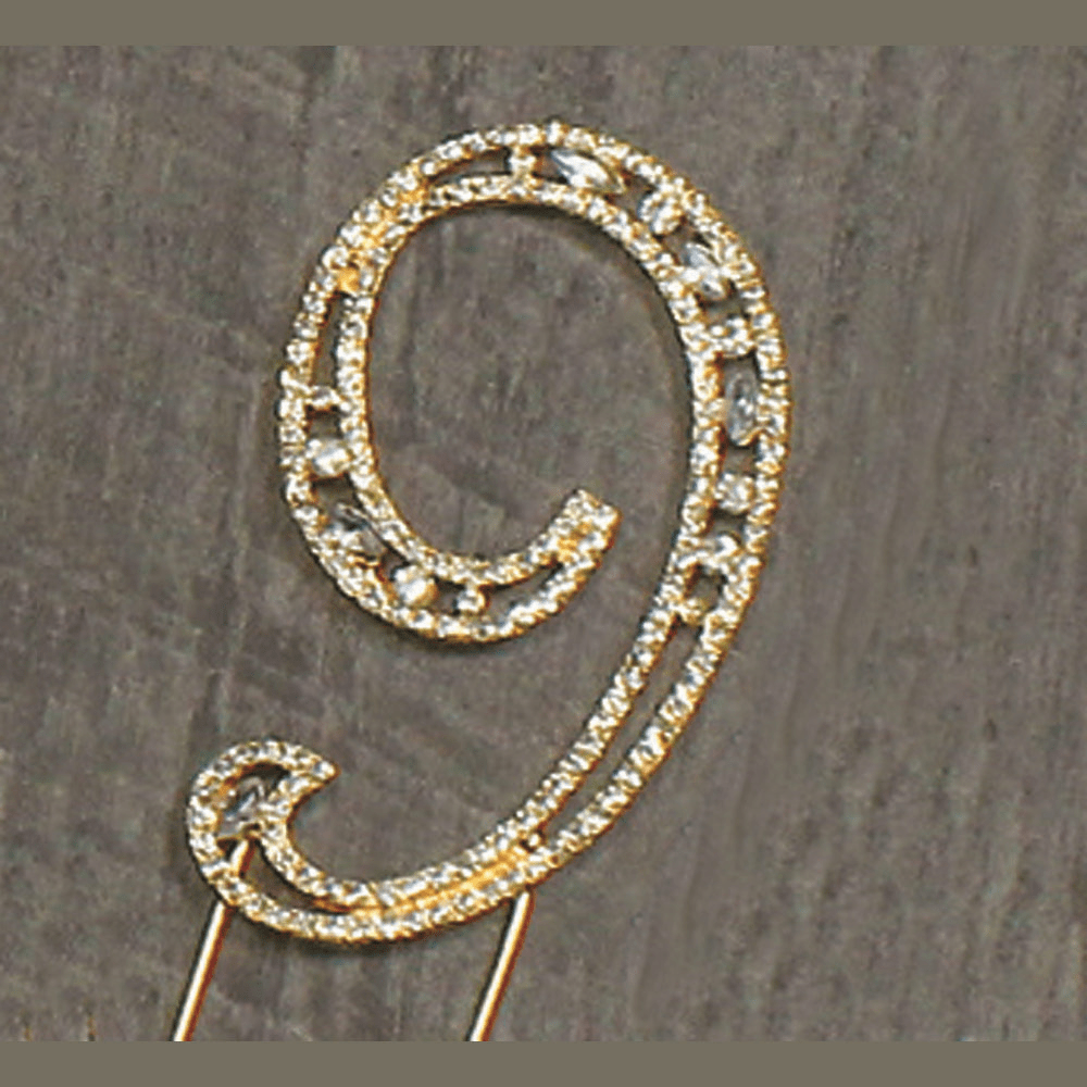 NST #9 Rhinestone Gold Cake Topper 3.75″