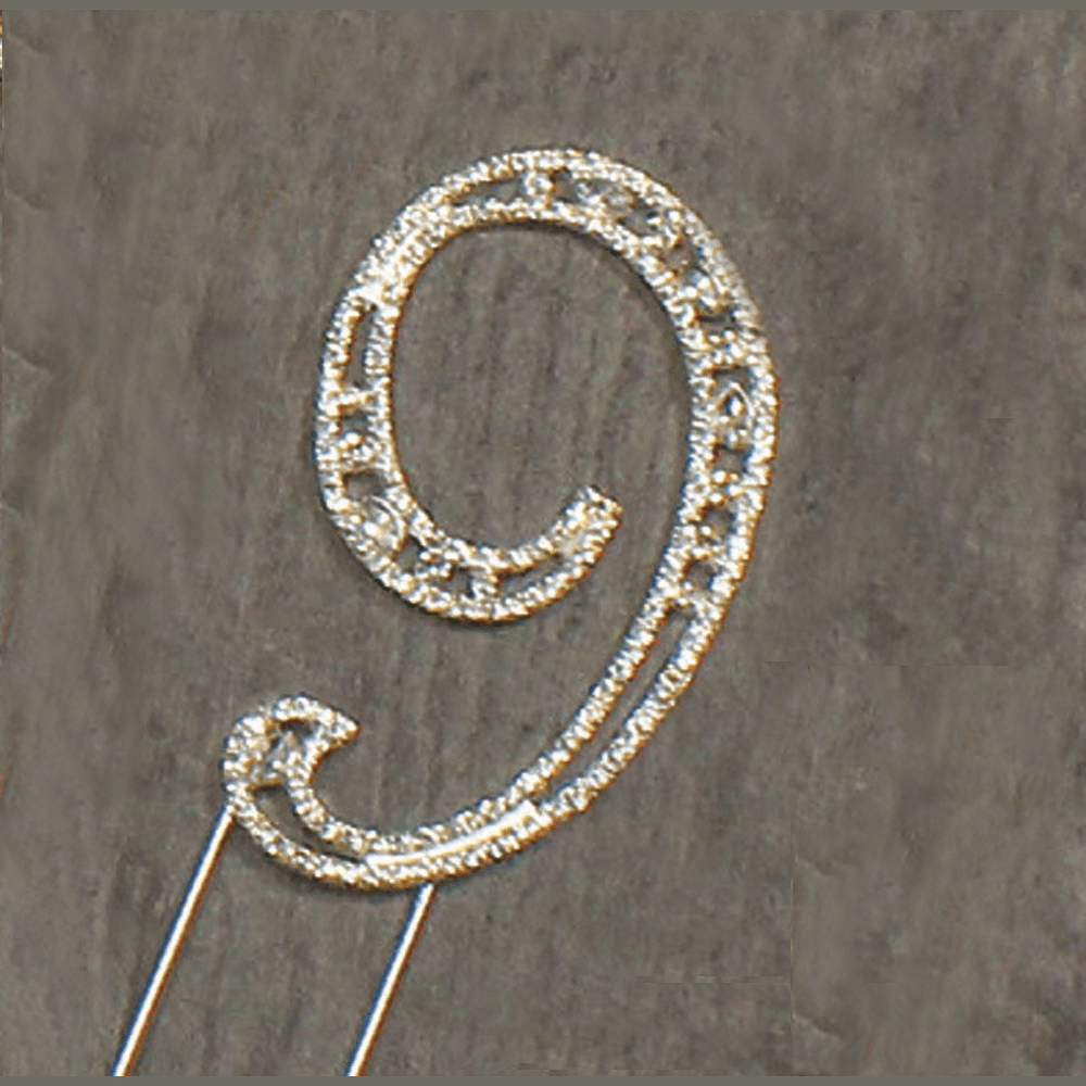 NST #9 Rhinestone Silver Cake Topper 3.75″