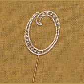 NST Party Supplies #0 Rhinestone Gold Cake Topper 3.75″