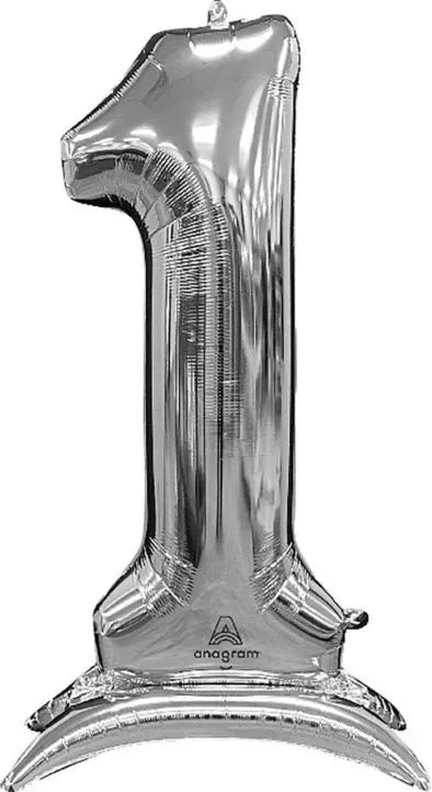 Number 1 Silver Standing 50″ Foil Balloon by Anagram from Instaballoons