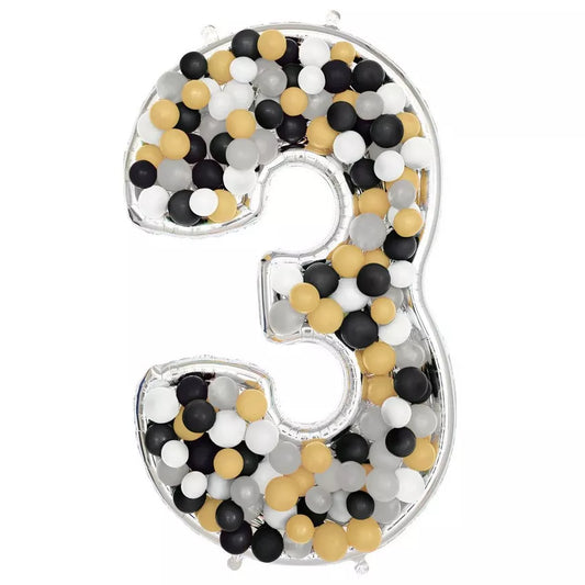 Number 3 BalloonFormz Silver 54″ Foil Balloon by Anagram from Instaballoons