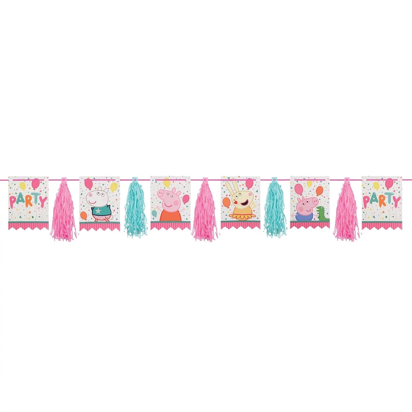 10' Tassel Garland - Peppa Pig Confetti Party Pennant - Amscan