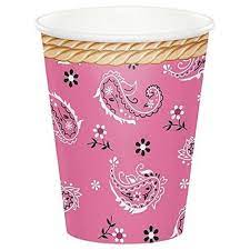 Pink Bandana Cowgirl 9oz Cups 8ct - Creative Converting