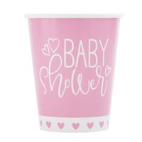 9oz Paper Cups - Pink Hearts Baby Shower (8ct) - Unique
