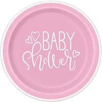 9" Paper Plate - Pink Hearts Baby Shower (8ct) - Unique