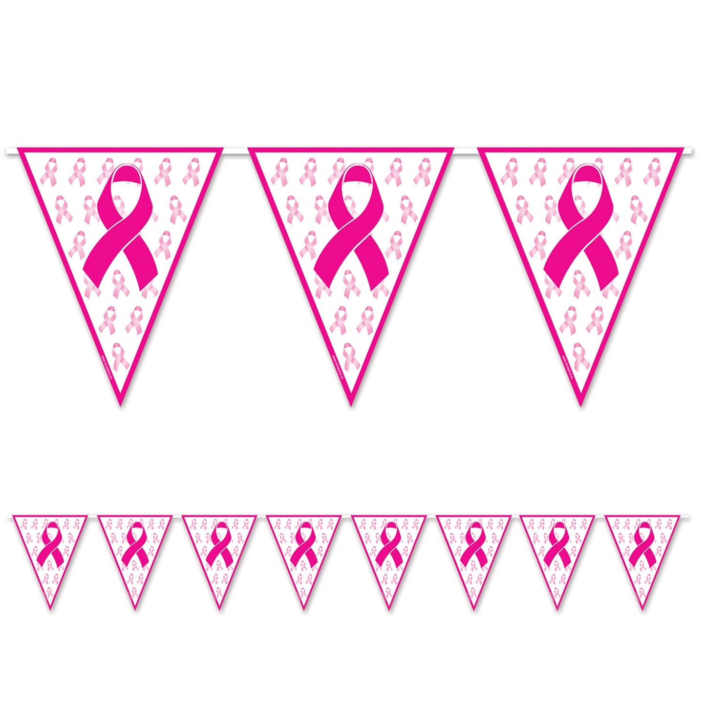 Pink Ribbon Pennant Banner by Beistle from Instaballoons
