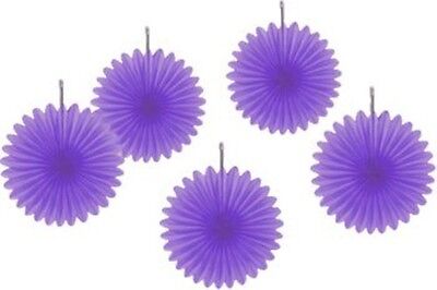 Purple Mini Hanging Fans 5ct - Amscan