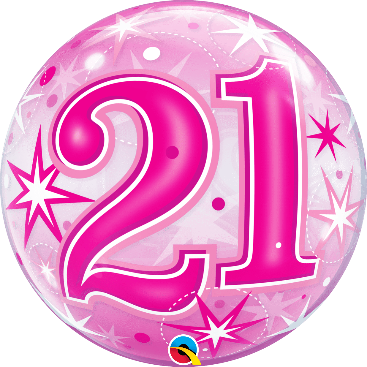 Qualatex 21 Pink Starburst Sparkle 22″ Bubble Balloon