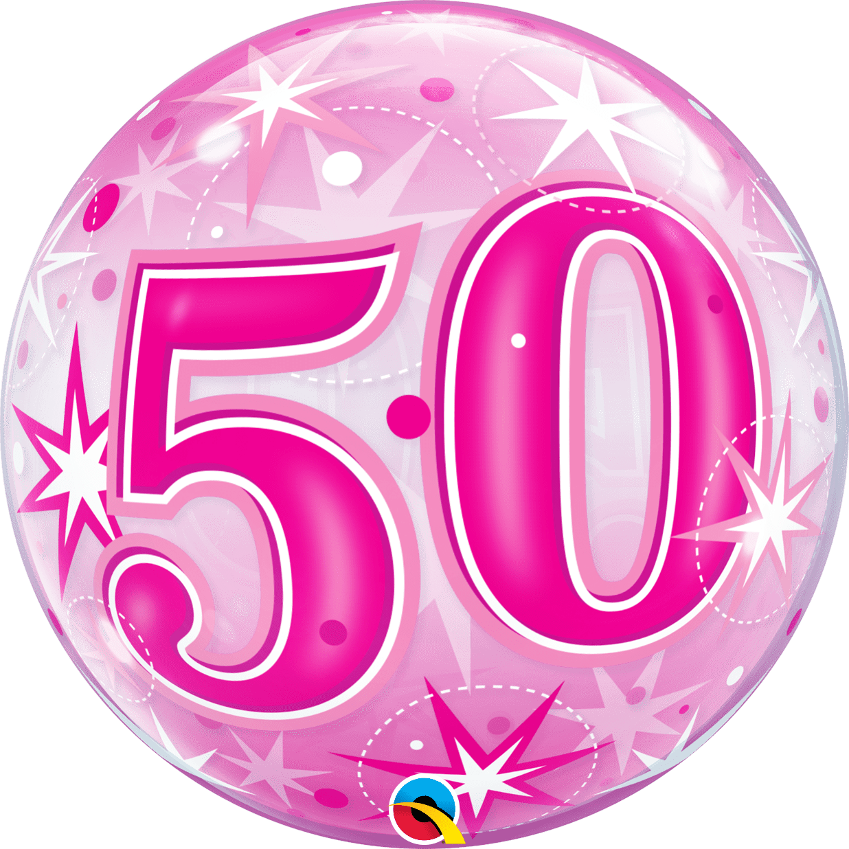 50 Pink Starburst Sparkle 22″ Bubble Balloon