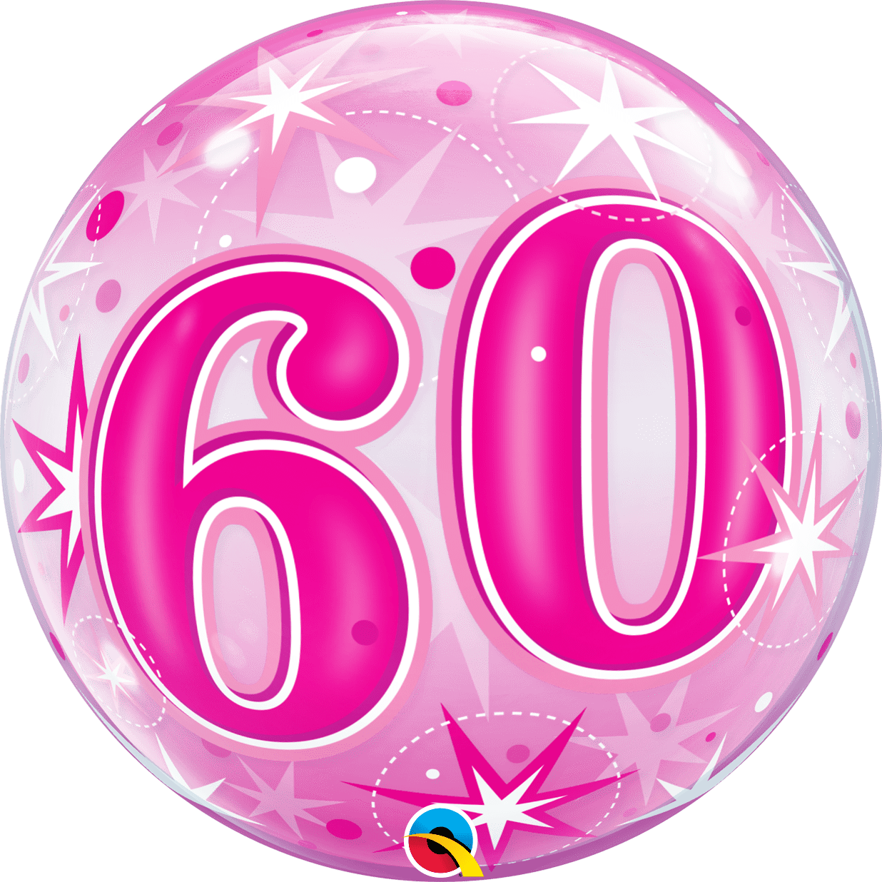 60 Pink Starburst Sparkle 22″ Bubble Balloon