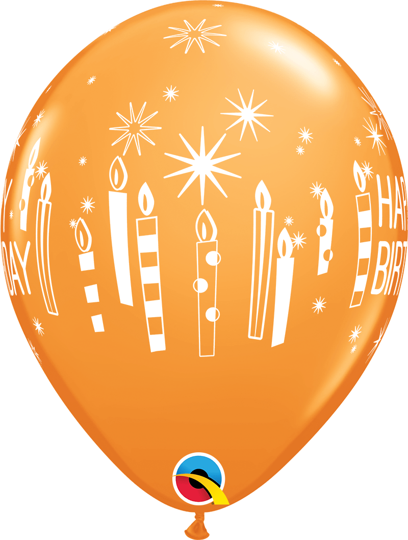 Qualatex Latex 11" Round Birthday Candles & Starbursts Latex Balloons (50 pack)