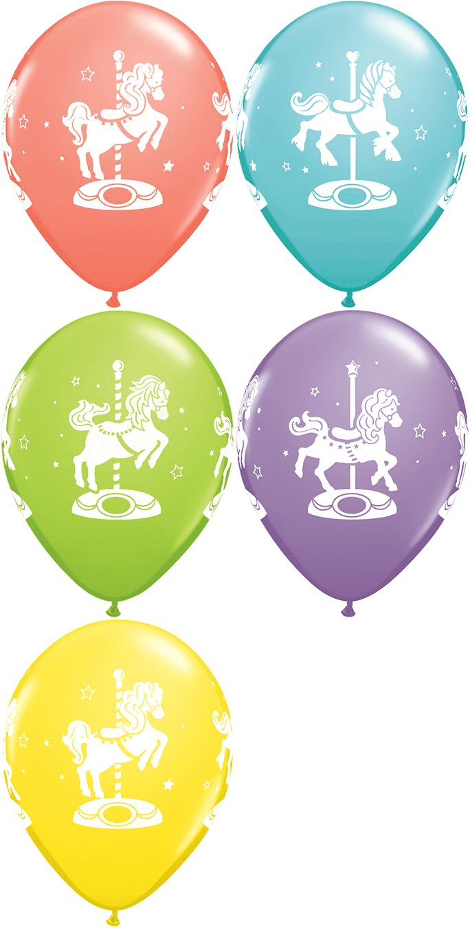 Qualatex Latex 11" Sorbet Assorted Carousel Horses Latex Balloons 50 Count