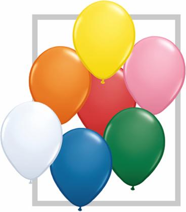 Qualatex Latex 11" Standard Assorted with White Latex Balloons 100 Count