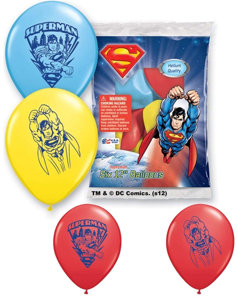 12″ Superman Latex Balloons 6 Count