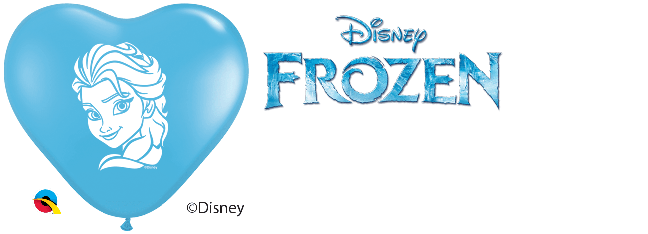 Qualatex Latex 6" Heart Anna & Elsa Faces Balloons (100 pack)
