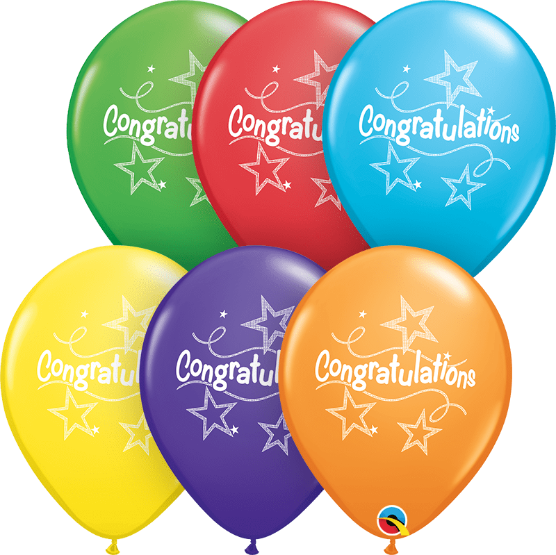 Qualatex Latex Congratulations Stars 11″ Latex Balloons (50)