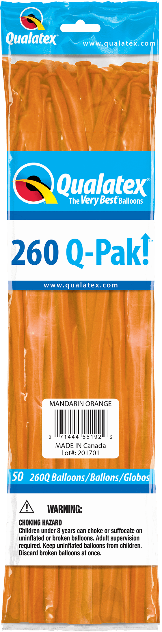 Qualatex Latex Mandarin Orange 260Q Latex Balloons (50)