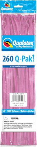 Qualatex Latex Neon Magenta 260Q Latex Balloons (50)