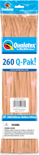 Neon Orange 260Q Latex Balloons (50)