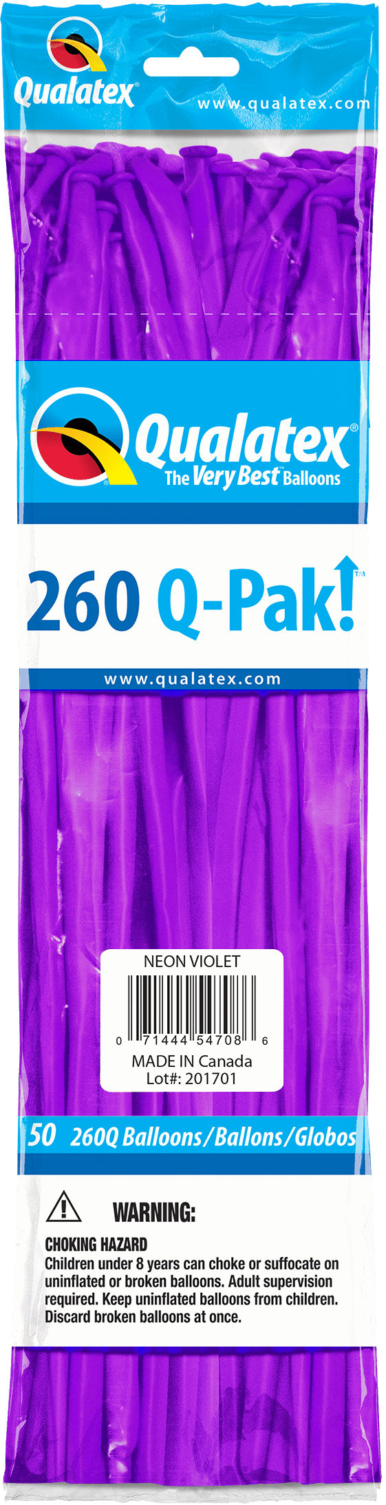 Qualatex Latex Neon Violet 260Q Latex Balloons (50)