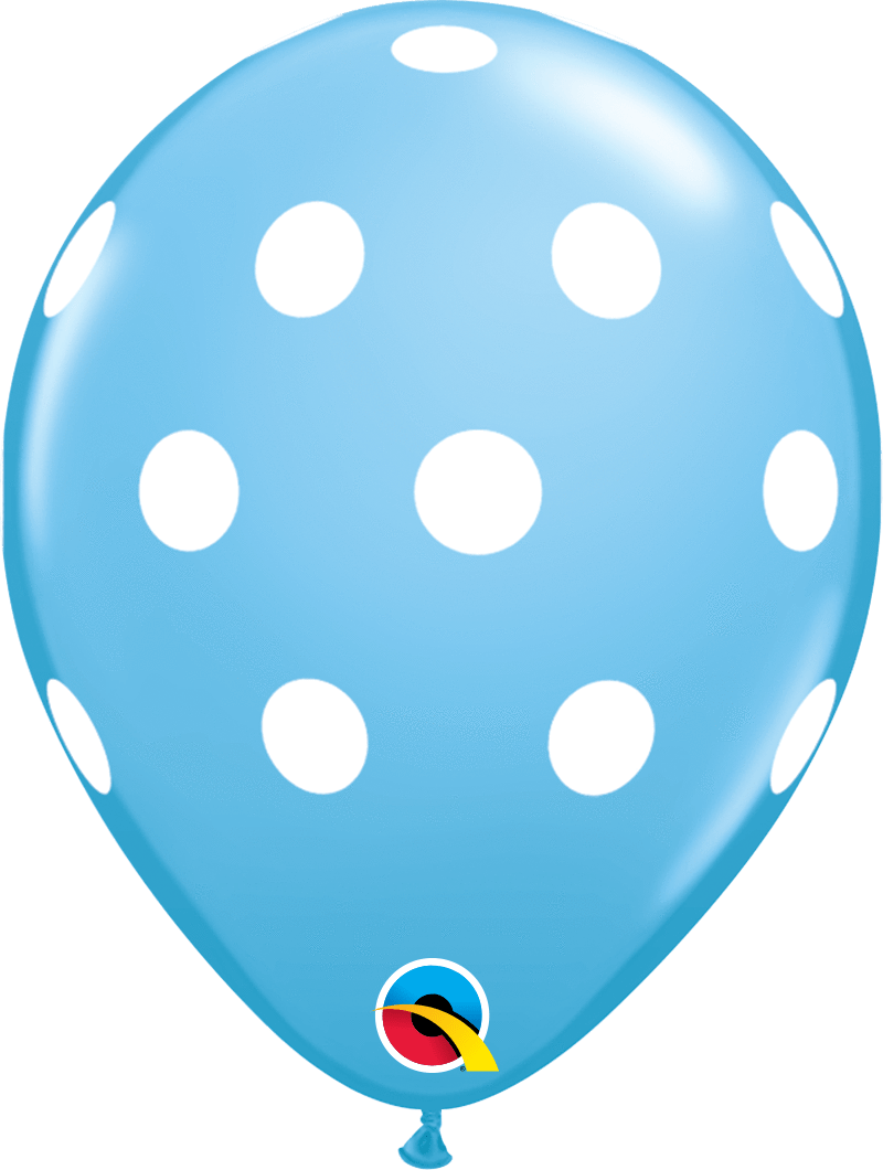 Pale Blue with White Big Polka Dots 11″ Latex Balloons (50)