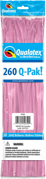 Qualatex Latex Pink 260Q Latex Balloons (50)