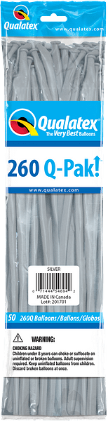 Qualatex Latex Silver 260Q Latex Balloons (50)