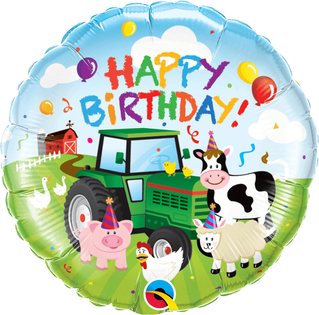 Qualatex Mylar & Foil 18" Round Birthday Barnyard Balloon