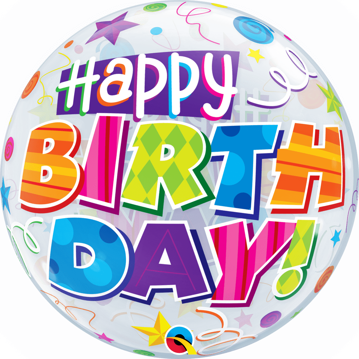 Qualatex Mylar & Foil 22" Birthday Party Patterns Bubble Balloon