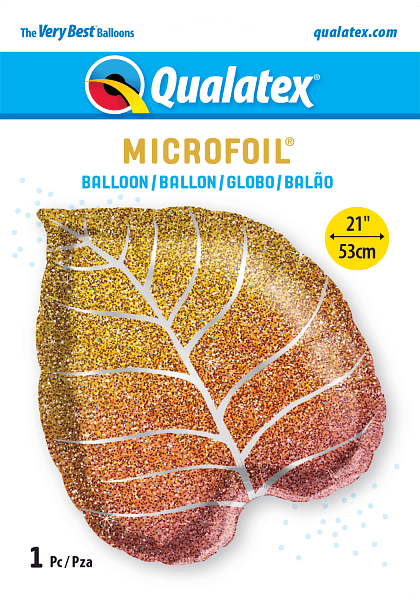 Qualatex Mylar & Foil Fall Glittergraphic Ombre Leaf 21″ Balloon