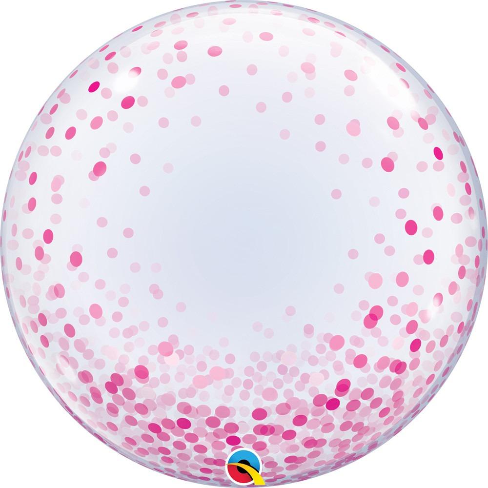 Qualatex Mylar & Foil Pink Confetti Dots 24″ Bubble Balloon