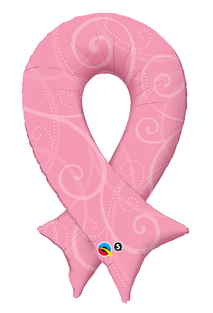 Qualatex Mylar & Foil Pink Ribbon With Filigree 39″ Balloon