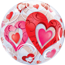 Red Heart & Filigree 22″ Bubble Balloon