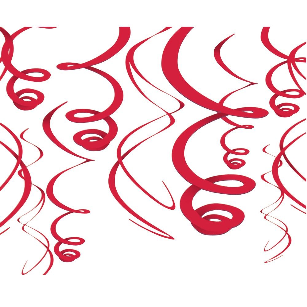 Red Swirl Decoration 12pc - Amscan