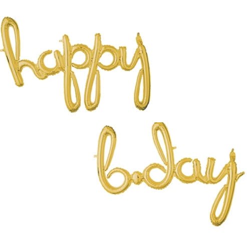 Script Balloon - Happy B-Day - Gold - Anagram