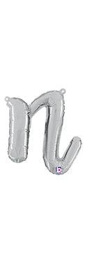 Script Letter N - Silver - Betallic