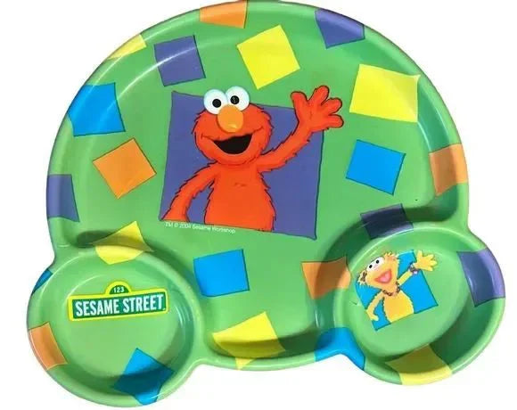 Divided Plastic Childs Plate - Sesame Street Elmo & Zoe