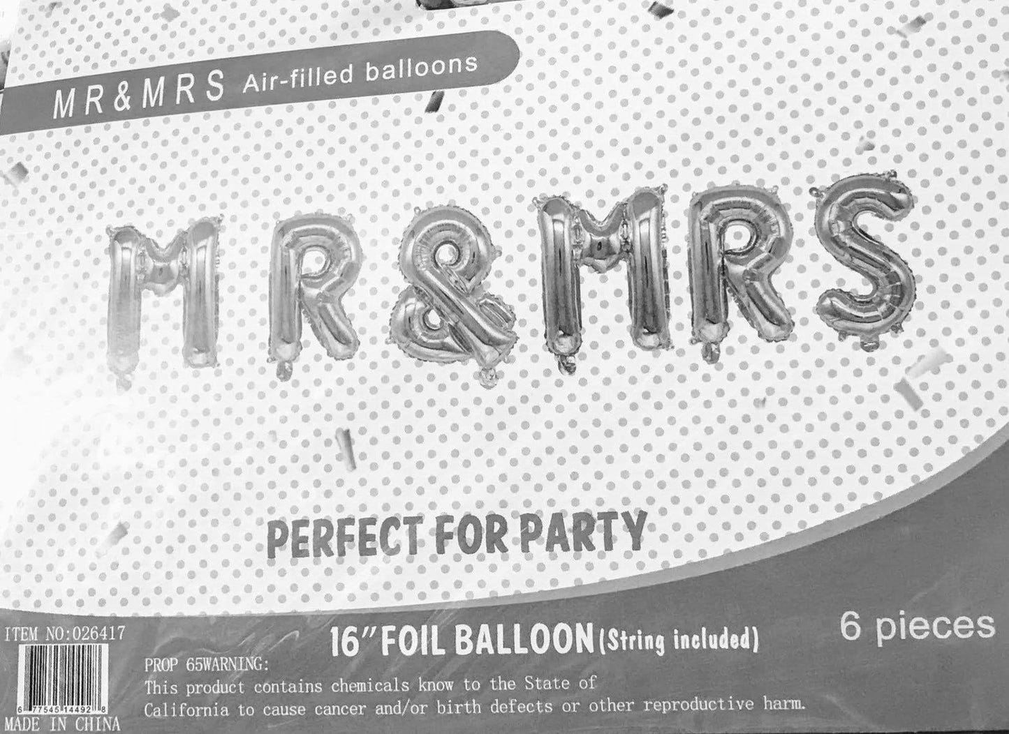 SoNice Mylar & Foil Silver MR & MRS 16" Balloon Banner Kit