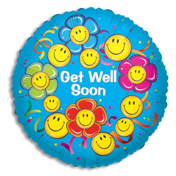 SV Get Well Smiling Flowers 18″ Foil Balloon by Convergram from Instaballoons