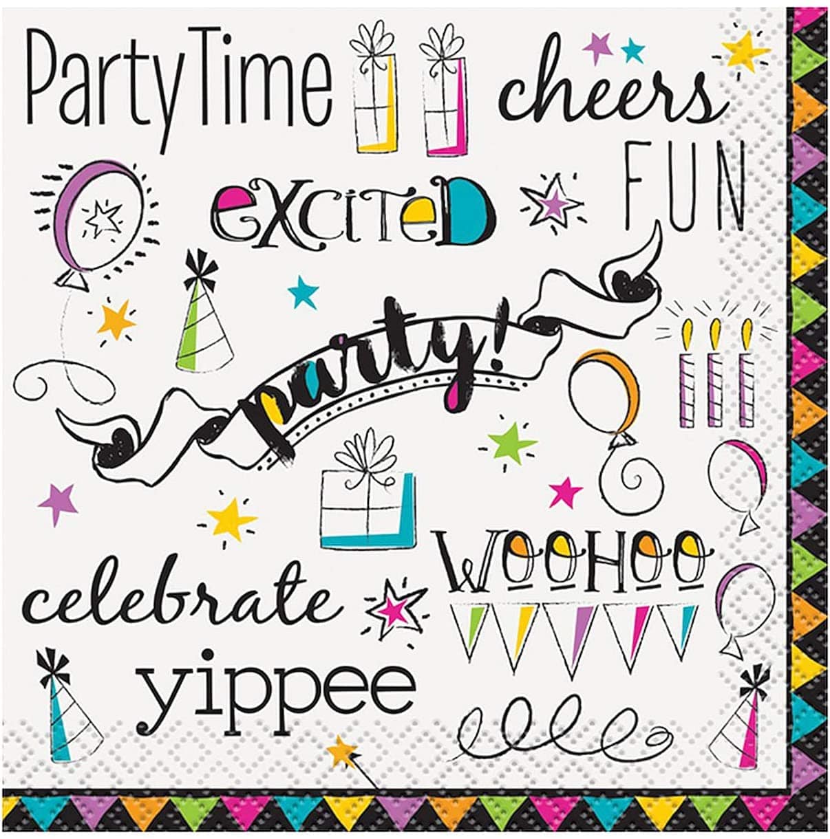 Unique Doodle Birthday Beverage Napkins (16 count)